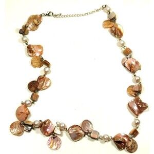 women's shell stone pink necklace boho statement classic fit flat adjustable